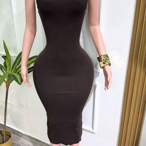 Chic Brown Midi Dress